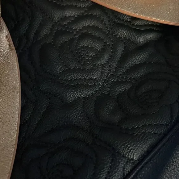 Y2K vintage betsey johnson black quilted roses bow crossbody/satchel/purse bag - Picture 10 of 10